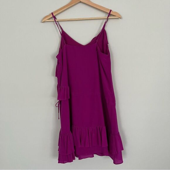 Banana Republic Petite Fuchsia Silk Ruffle Mini Dress, Size XS Petite - Picture 4 of 11